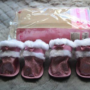Smoochie Pooch Pink/White Glitter Dog Boots, Large